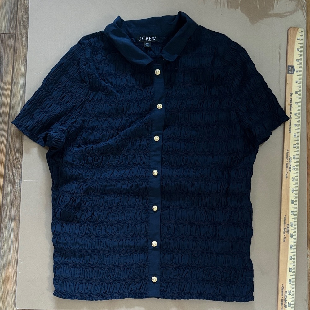 J. Crew Navy Blue Textured Women's Top XXL